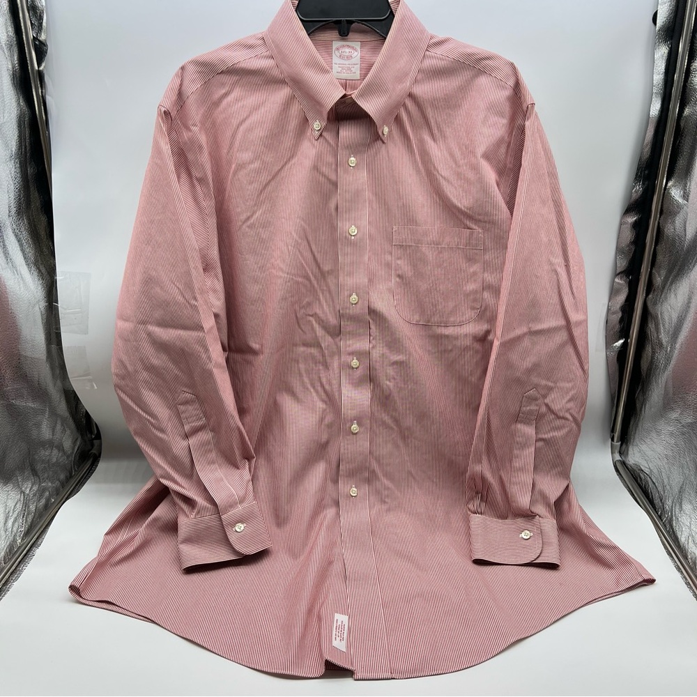 Brooks Brothers Red and White Striped Button Down Dress Shirt-Size 17.5-33